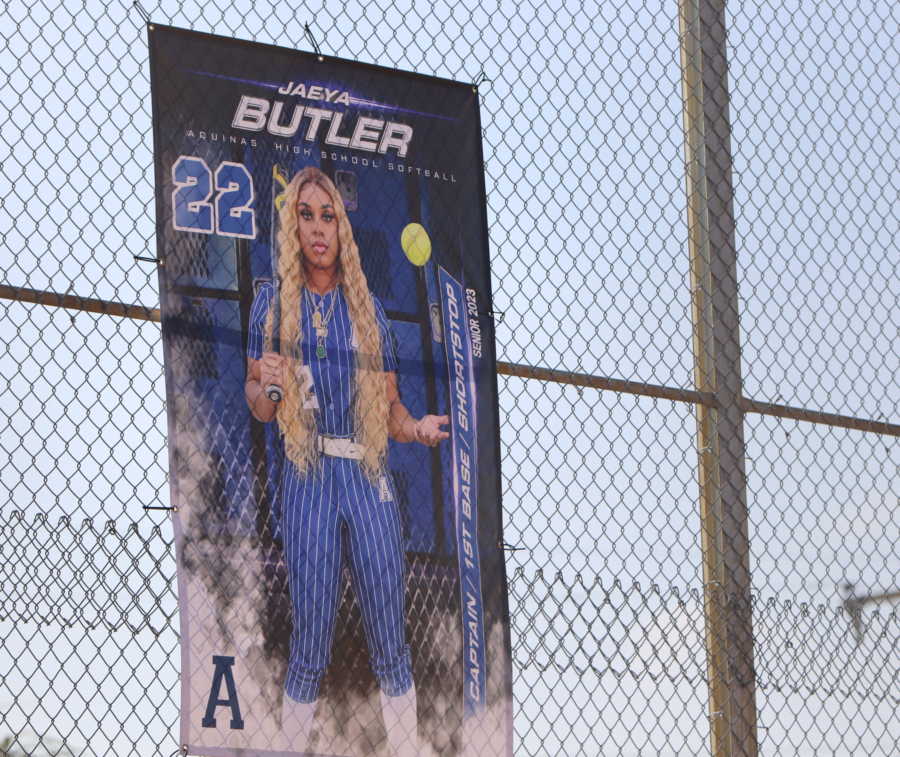 Aquinas softball Jaeya Butler profile by John Murphy 4-21-23042020233599